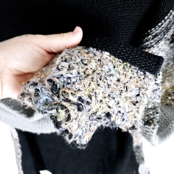 SPLENDOR | patchwork aplaca mohair blend button up cardigan knit sweater - Picture 4 of 7